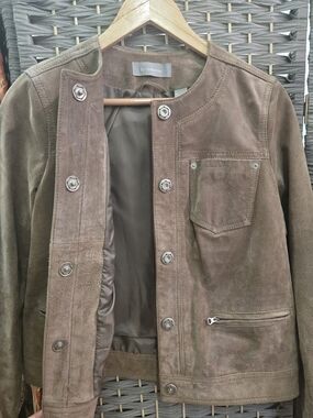 Liz Claiborne Taupe Brown Suede Jacket Size Small